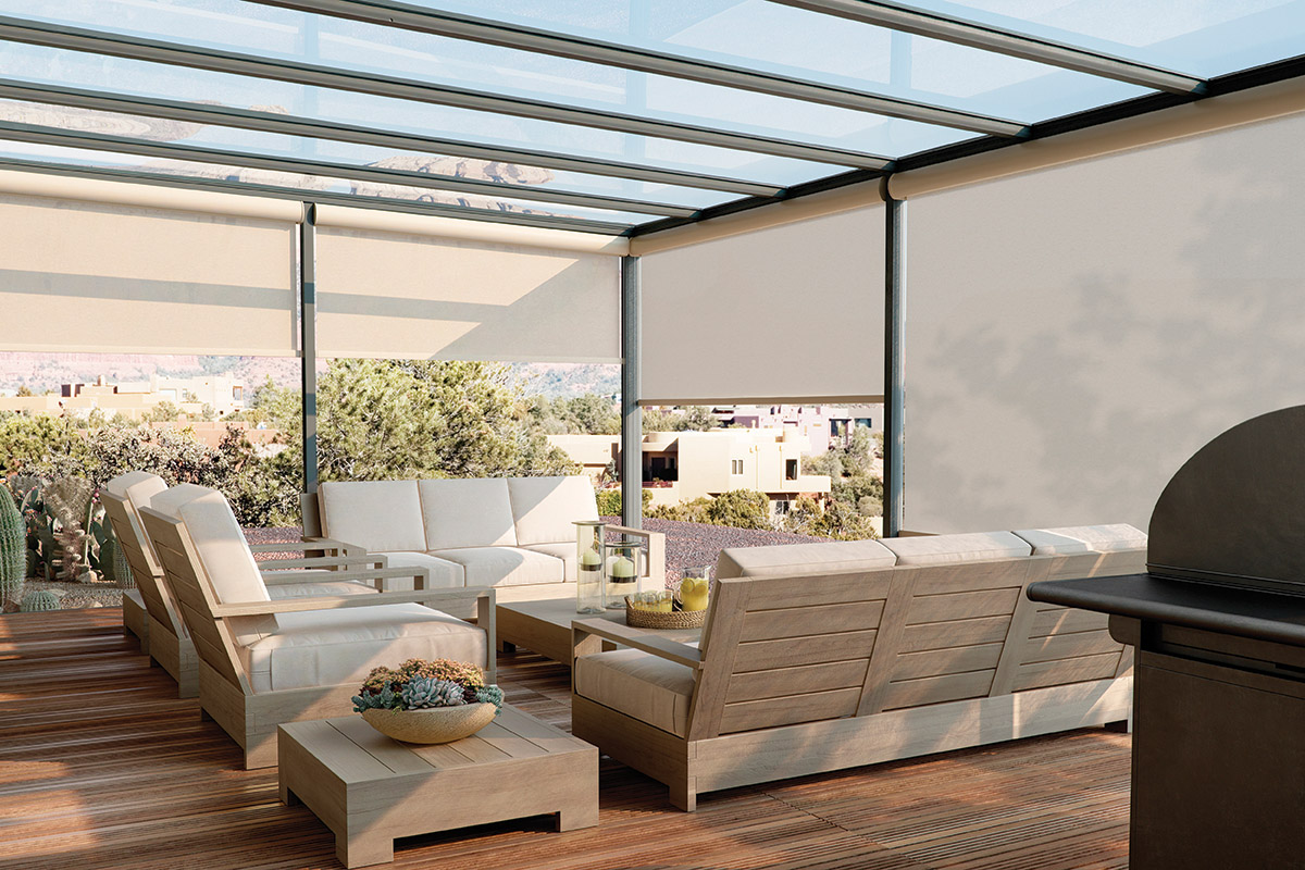 Patio Solar Screen Shades Made In The Shade - Free Standing Sun Screens For Patios